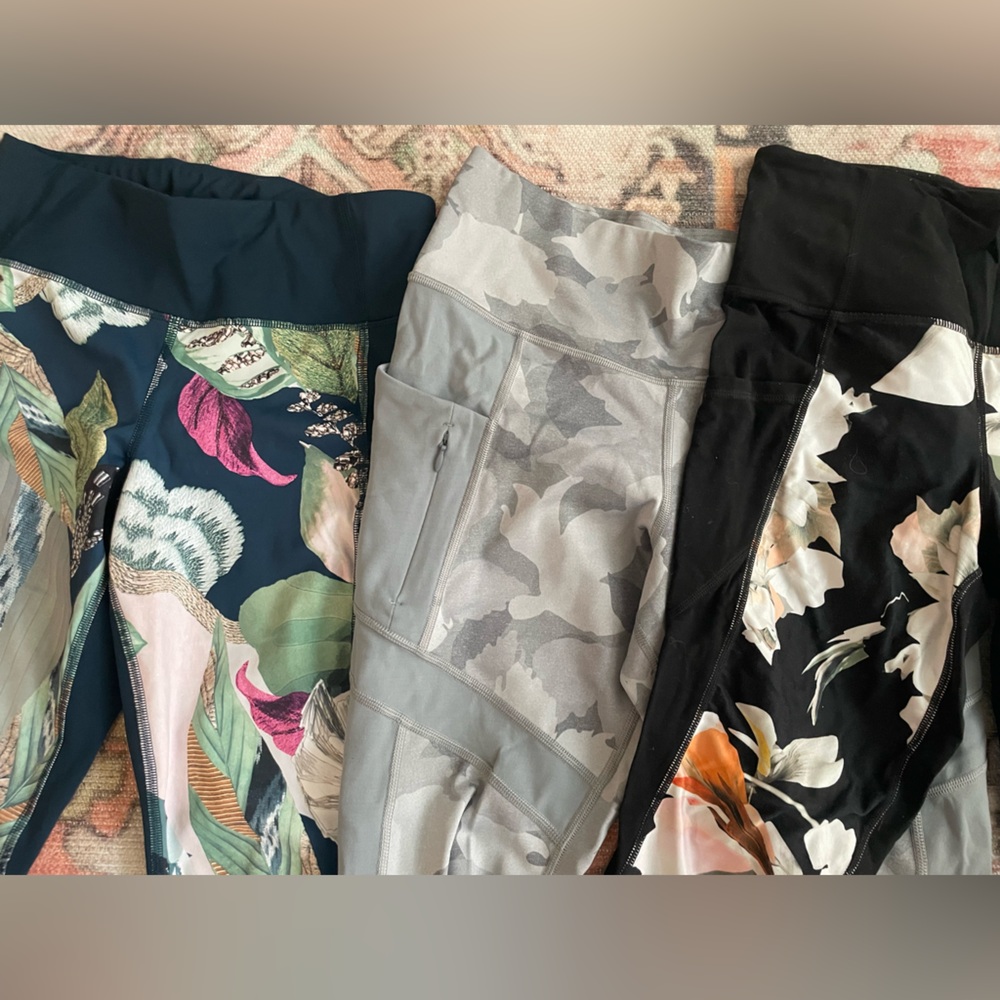 Athleta 3 pair patterned leggings
